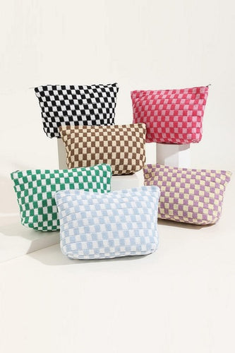 Checkered Cosmetic Bag-Large