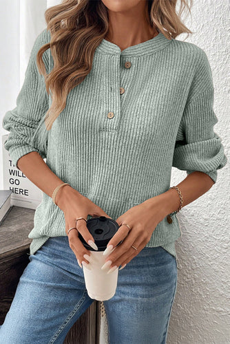 Soft Knit Ribbed Henley Top