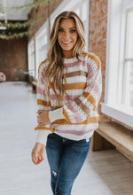 Load image into Gallery viewer, Multicolor Striped Hollowed Knit Sweater (medium)