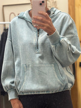 Load image into Gallery viewer, Acid Wash Oversized Quarter Zip Hoodies