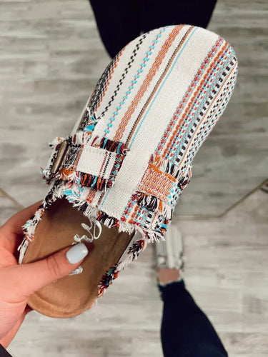 Very G Cream Striped Slides