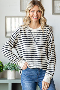 Ivory Striped Crewneck Top