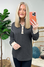 Load image into Gallery viewer, Presley Rib Knit Button Henley Top