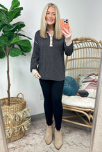 Load image into Gallery viewer, Presley Rib Knit Button Henley Top