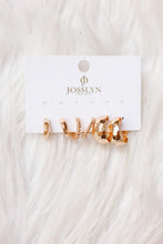 Load image into Gallery viewer, Mixed Texture Crescent Hoop Trio Earring Set