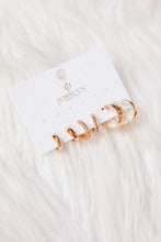 Load image into Gallery viewer, Mixed Texture Crescent Hoop Trio Earring Set