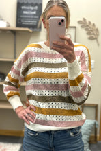 Load image into Gallery viewer, Multicolor Striped Hollowed Knit Sweater (medium)