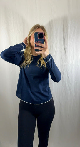 Navy Round Neck Long Sleeve Top (2XL left)