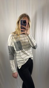 Stripe Patchwork Long Sleeve Top