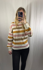 Multicolor Striped Hollowed Knit Sweater (medium)