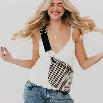 Westlyn Woven Bum Bag Checkered Black