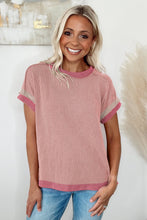 Load image into Gallery viewer, PREORDER Textured Contrast Trim Round Neck T Shirt