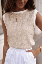 Load image into Gallery viewer, Oatmeal Floral Textured Crew Neck Tank Top