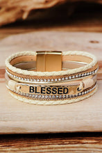 Load image into Gallery viewer, PREORDER BLESSED Rhinestone Braided Detail Buckle Bracelet