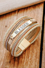 Load image into Gallery viewer, PREORDER BLESSED Rhinestone Braided Detail Buckle Bracelet