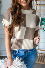 Load image into Gallery viewer, PREORDER Checkered Crew Neck Short Sleeve Sweater