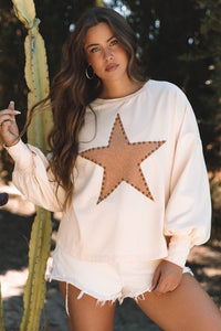 PREORDER Studded Star Graphic Oversized Long Sleeve Top