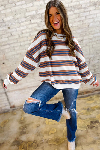 Stripe Crew Neck Lightweight Pullover