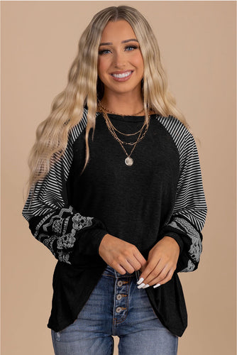 PREORDER Striped Raglan Long Sleeve Loose Top (2 colors)