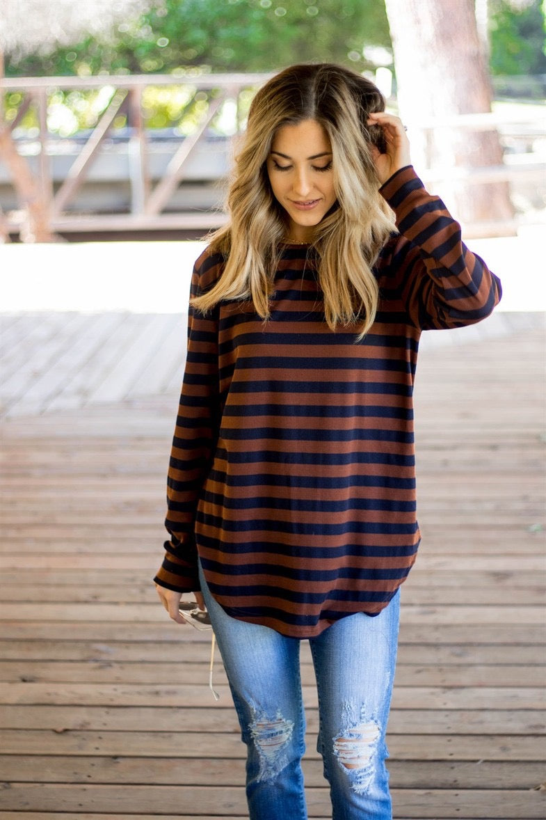 PREORDER Long Sleeve Thick Stripe Gradie Top S-3X