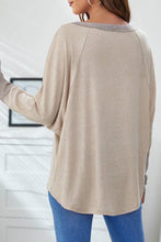 Load image into Gallery viewer, PREORDER Khaki Contrast Cuffs Sleeve Loose Top