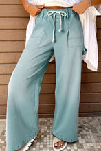 Load image into Gallery viewer, PREORDER Smoke Green Mineral Wash Drawstring High Waist Wide Leg Jeans