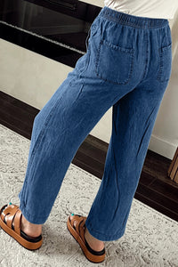 PREORDDER Mineral Wash Drawstring Waist Loose Straight Denim Pants