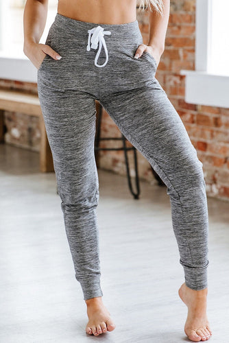 PREORDER Gray Drawstring Elastic Waistband Pocketed Joggers