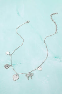 PREORDER Metal Heart Bow Star Flower Charm Station Necklace