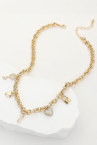 PREORDER Paved Heart Metal Station Necklace