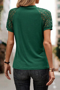 PREORDER Seamed Detail Contrast Lace Raglan Sleeve Tee