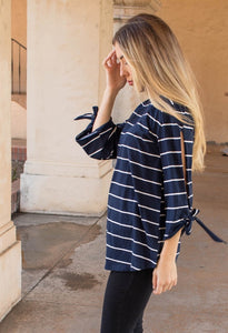 PREORDER Stripe Tie Sleeve Noelle Top