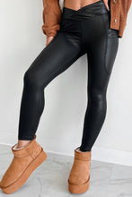 Load image into Gallery viewer, PREORDER Black V Crossover High Waist Pocketed Leggings