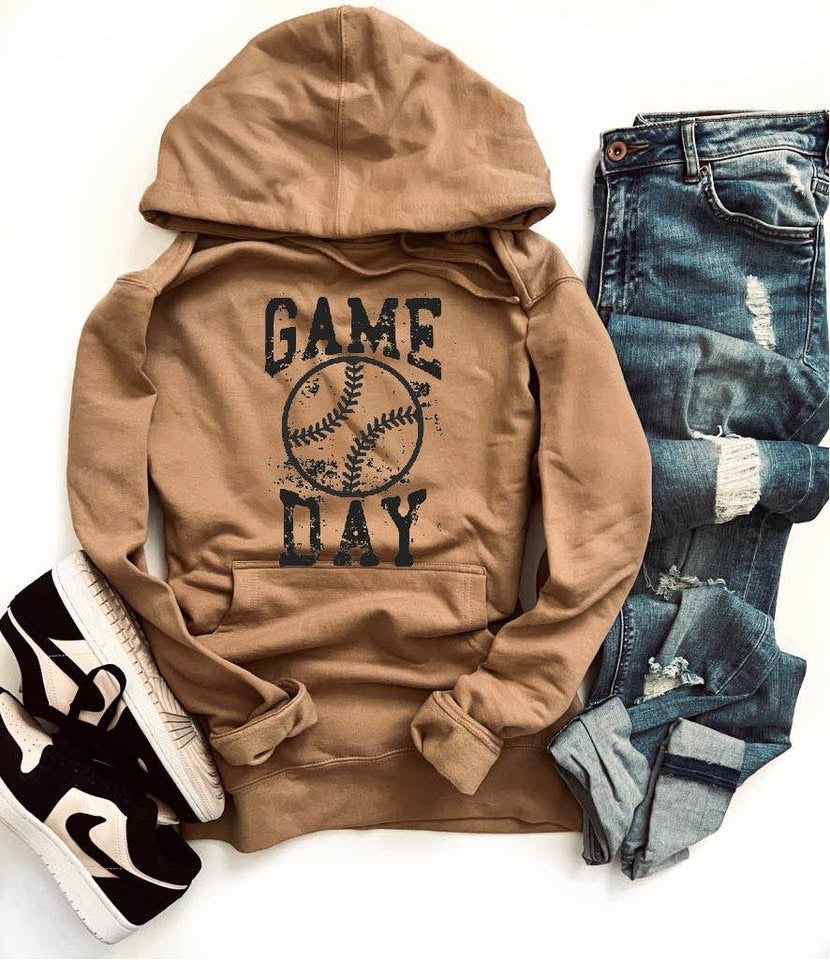 PREORDER “Game Day” Grunge Baseball Vintage Hoodie-sandstone