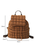 Load image into Gallery viewer, Coffee Solid Flapped Quilted Puffer Backpack