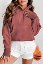 Load image into Gallery viewer, PREORDER Fleece Lined Zip Up Stand Collar Thumbhole Sleeve Sweatshirt