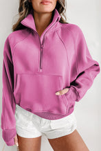 Load image into Gallery viewer, PREORDER Fleece Lined Zip Up Stand Collar Thumbhole Sleeve Sweatshirt