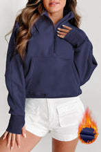 Load image into Gallery viewer, PREORDER Fleece Lined Zip Up Stand Collar Thumbhole Sleeve Sweatshirt