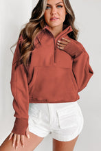 Load image into Gallery viewer, PREORDER Fleece Lined Zip Up Stand Collar Thumbhole Sleeve Sweatshirt