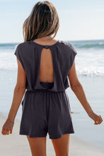 Load image into Gallery viewer, PREORDER Open Back Cap Sleeve Drawstring Romper