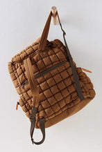 Load image into Gallery viewer, Coffee Solid Flapped Quilted Puffer Backpack