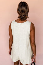 Load image into Gallery viewer, PREORDER Beige Sleeveless V Neck Buttoned Front Chest Pocket Romper