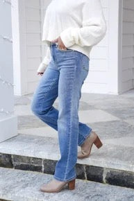 Judy Blue High Rise Medium Vintage Wash Thermal Straight Leg Jeans