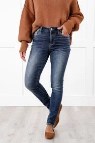 Judy Blue Vail Mid Rise Dark Wash Thermal Skinny Jeans