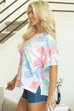 Load image into Gallery viewer, Bowknot Printed Waffle Crewneck Loose Short Sleeve Top
